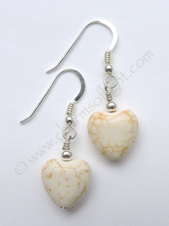Howlite Heart Earrings